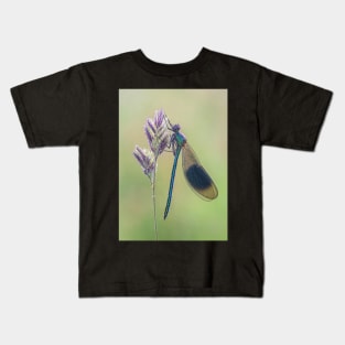 Banded Demoiselle on a Grass Stalk Kids T-Shirt